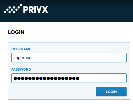 PrivX login page