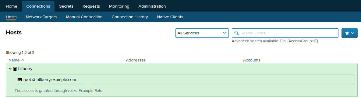 Visualizing list of available hosts